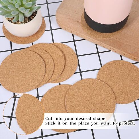 24 PCS Adhesive Cork Coasters, 4 Inch Brown Round Self Adhesive Cork for Coasters for DIY Crafts Drinks Home Tabletop Decoration in Saudi Arabia