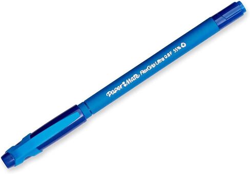 Paper Mate FlexGrip Ultra Stick Ball Pen, Fine Point, 0.80 mm, Blue Barrel, Blue Ink (9660131), Pack of 12 in Saudi Arabia