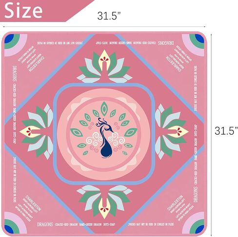 Mahjong Mat, 31.5x31.5 Inch 3mm Thickened American Mahjong Mat for Table with Rules Printed,Anti-Slip, Noise Reduction Mahjong Gift (Pink) in Saudi Arabia
