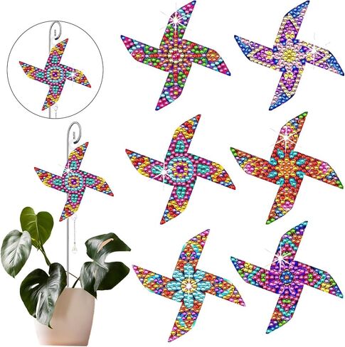 HTTDMY 6 Pcs Diamond Art Kits for Adults, Diamond Painting Crafts Stakes with Pendant for Garden Home Decoration (Hummingbird) in Saudi Arabia