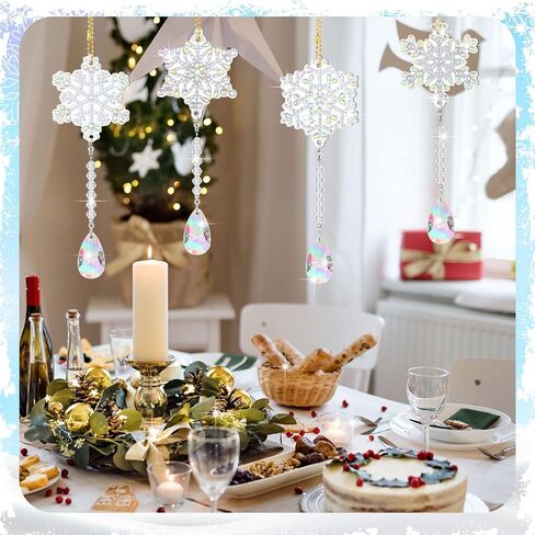 6 Pieces Snowflake Diamond Art Kits Double Sided Diamond Art Suncatchers Wind Chimes Hanging Accessories for DIY Crafts Home Windows Decoration in Kuwait