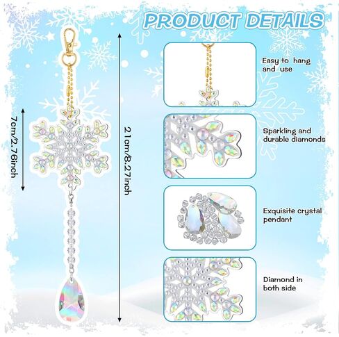 6 Pieces Snowflake Diamond Art Kits Double Sided Diamond Art Suncatchers Wind Chimes Hanging Accessories for DIY Crafts Home Windows Decoration in Kuwait
