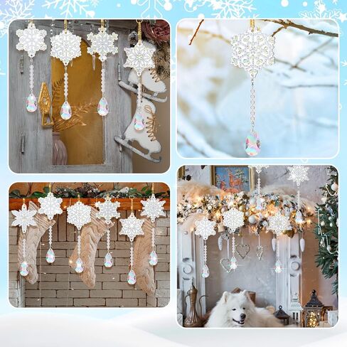 6 Pieces Snowflake Diamond Art Kits Double Sided Diamond Art Suncatchers Wind Chimes Hanging Accessories for DIY Crafts Home Windows Decoration in Kuwait