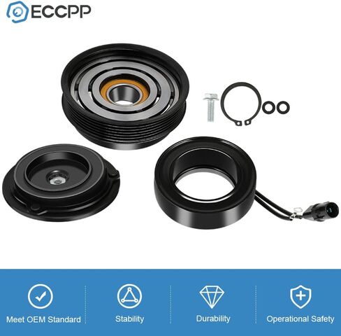 ECCPP A/C قابض الضاغط 2001-2006 مناسب لشركة Hyundai Santa Fe 2.7L التيار المتناوب قابض الضاغط مجموعة تجميع بكرة لفائف مجموعة in Saudi Arabia