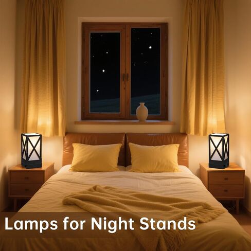 Table Lamp, Set of 2 Rustic Farmhouse Nightstand Lamps, 3 Color Temperatures Desk Lamp with USB Charging Ports AC Outlet Vintage Lamp for Living Room Bed Room, Black in Saudi Arabia