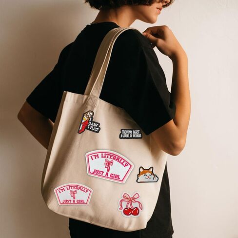 I'm Literally Just A Girl Patch 3" Cutesy Coquette Bow Embroidered Patches for Backpack, Hat, Jackets, Iron On Sew On Patch, Uniform DIY Embroidery PVC Patches Gift, Accessories for Him Her 3 Inch in Saudi Arabia
