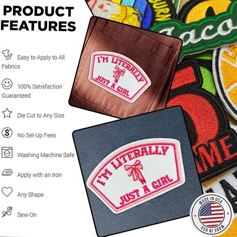 I'm Literally Just A Girl Patch 3" Cutesy Coquette Bow Embroidered Patches for Backpack, Hat, Jackets, Iron On Sew On Patch, Uniform DIY Embroidery PVC Patches Gift, Accessories for Him Her 3 Inch in Saudi Arabia