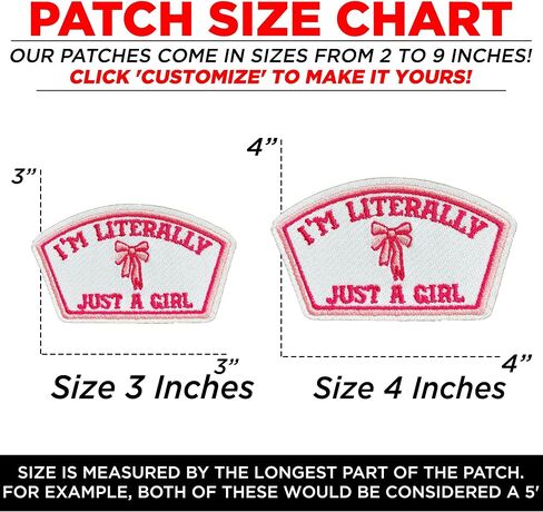 I'm Literally Just A Girl Patch 3" Cutesy Coquette Bow Embroidered Patches for Backpack, Hat, Jackets, Iron On Sew On Patch, Uniform DIY Embroidery PVC Patches Gift, Accessories for Him Her 3 Inch in Saudi Arabia