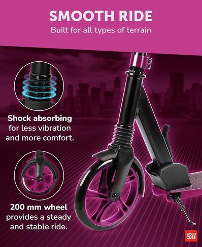 Big 2 Wheeler | سكوتر للأطفال والمراهقين الذين تتراوح أعمارهم بين 7 سنوات | اللعب والتنقل | تعليق أمامي مناسب مع عجلات 200 مم | ارتفاع قابل للتعديل من 86 إلى 111 سم in Kuwait