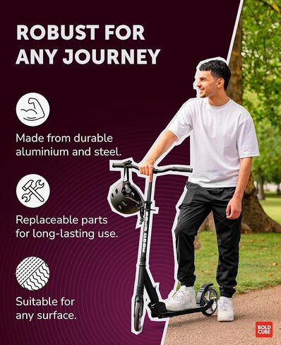 Big 2 Wheeler | سكوتر للأطفال والمراهقين الذين تتراوح أعمارهم بين 7 سنوات | اللعب والتنقل | تعليق أمامي مناسب مع عجلات 200 مم | ارتفاع قابل للتعديل من 86 إلى 111 سم in Kuwait