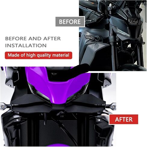 Compatible with MT-09 MT09 SP 2024 2025 Motorcycle Carbon Downforce Naked Frontal Spoilers Winglet Aerodynamic Wing Front Spoiler Kit(Carbon Fiber-Grey) in Saudi Arabia