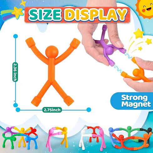 Cute Magnet Men Toys 5PCS, Multipurpose Stretchy Fidget Toys for Kids Adults Colorful Magnetic People Travel Toy, Funny Fridge Magnet Cool Office Desk Magnetic Toys Easter Basket Stuffers for Toddler in Kuwait