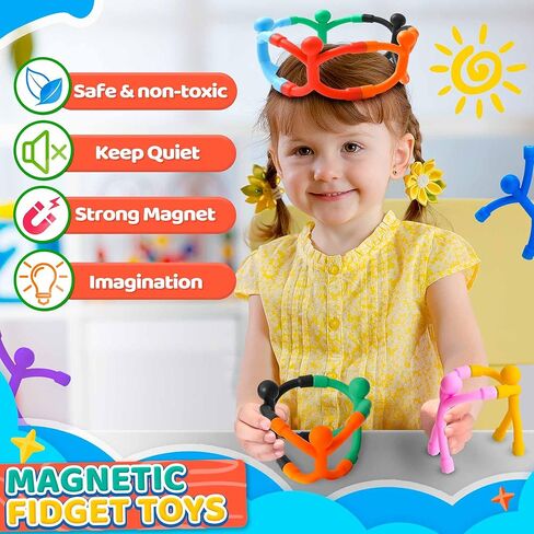 Cute Magnet Men Toys 5PCS, Multipurpose Stretchy Fidget Toys for Kids Adults Colorful Magnetic People Travel Toy, Funny Fridge Magnet Cool Office Desk Magnetic Toys Easter Basket Stuffers for Toddler in Kuwait
