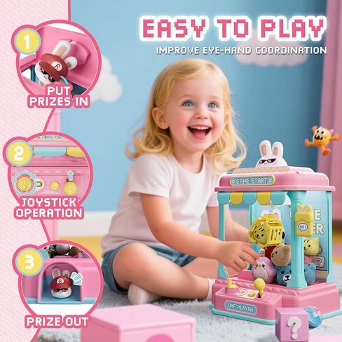 Mini Claw Machine for Kids ، Pixel Art Art Rabbit Vending Machine Toys for Girls ، و Machines Candy Claw مع لعبة أفخم وكبسولة لمدة 3 سنوات ، حفلة عيد ميلاد لطفل 3-8 سنوات in Kuwait