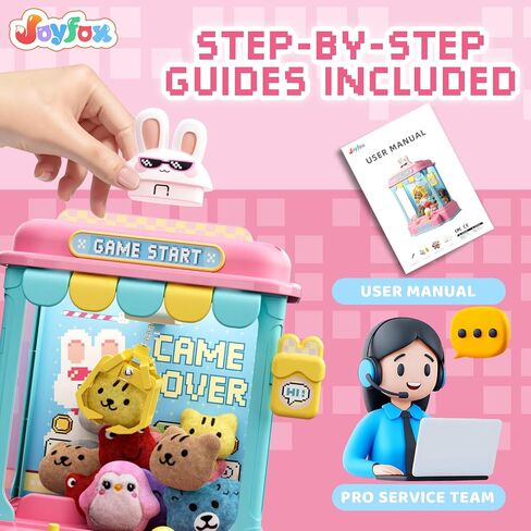 Mini Claw Machine for Kids ، Pixel Art Art Rabbit Vending Machine Toys for Girls ، و Machines Candy Claw مع لعبة أفخم وكبسولة لمدة 3 سنوات ، حفلة عيد ميلاد لطفل 3-8 سنوات in Kuwait