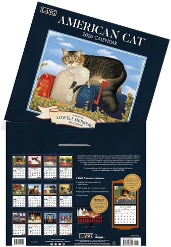 Lang Companies ، American Cat 2026 Wall Calendar by Lowell Herrero ، 13.4 'x 12' '، in Saudi Arabia