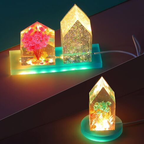 Silicone Molds for Epoxy Resin Silicone Mold with LED Light Set for Resin Crafts DIY LED Lights Display Base Round Square Lighted Stand for Crystal Art in Saudi Arabia