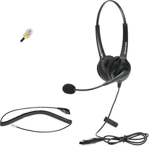سماعة أذن Cisco مزدوجة | سماعة ميكروفون إلغاء الضوضاء متوافقة مع هواتف Cisco مع RJ9 سماعة الرأس JACK | RJ9 سماعة الرأس Quick Disconnect Cord المشمولة | HD جودة الصوت | مريح in Kuwait