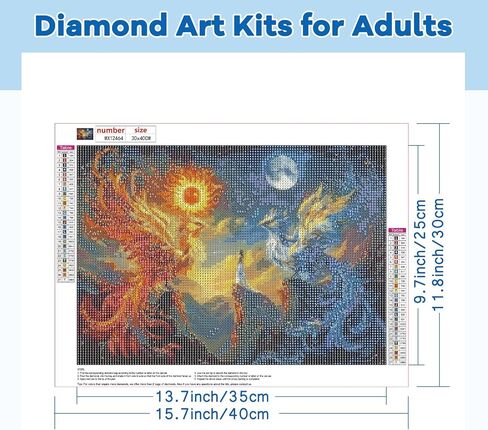 TOSTOG Phoenix Diamond Art Kits for Adults, DIY Moon Diamond Paintings Kits for Adults Beginner, Full Drill Sun Diamond Paintings Kit, Gem Painting Wall Art Decoration 12 * 16 Inch. in Saudi Arabia