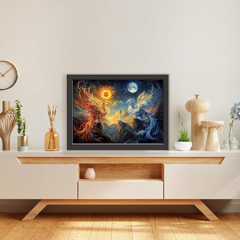 TOSTOG Phoenix Diamond Art Kits for Adults, DIY Moon Diamond Paintings Kits for Adults Beginner, Full Drill Sun Diamond Paintings Kit, Gem Painting Wall Art Decoration 12 * 16 Inch. in Saudi Arabia
