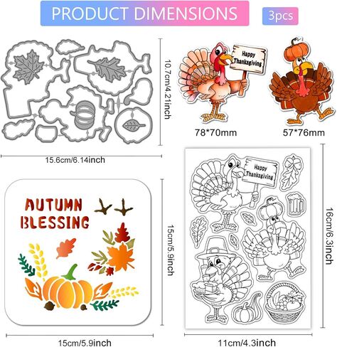 Globleland Fall Turkey Funny Silicone Stamp Metal Metal عيد الشكر قرع قطع القطع قطع الخريف البركة الطلاء الحرف مقرات لصنع البطاقات. in Kuwait