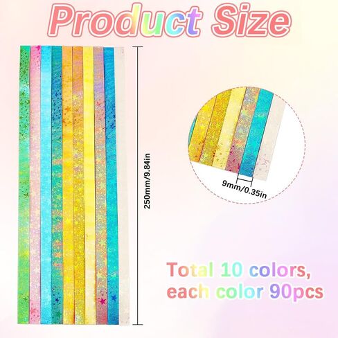 Sunnyclue 900pcs 10 ألوان اوريغامي نجمة ورقة طي النجوم المحظوظات اللامعة اللمعان مستطيل مستطيل الزخرفة اوريغاميس شريط عيد الشكر عيد الميلاد ديي لوازم التدريس المدرسي يدوي in Saudi Arabia