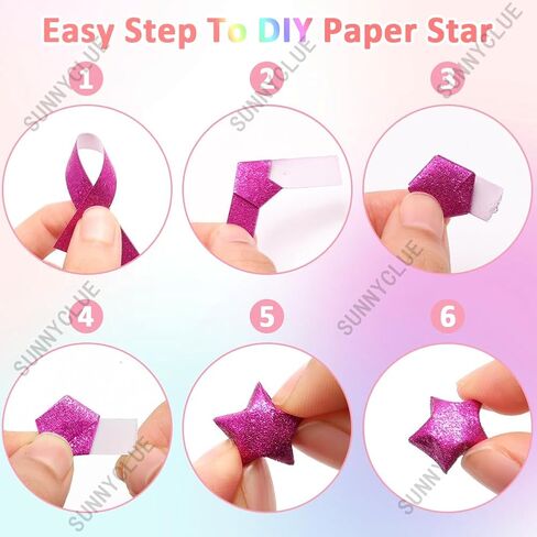 Sunnyclue 900pcs 10 ألوان اوريغامي نجمة ورقة طي النجوم المحظوظات اللامعة اللمعان مستطيل مستطيل الزخرفة اوريغاميس شريط عيد الشكر عيد الميلاد ديي لوازم التدريس المدرسي يدوي in Saudi Arabia