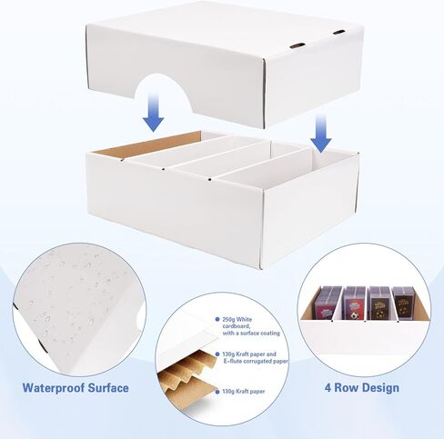 4 Row Trading Card Storage Box Cardboard Card Storage Organizer for Tcg, Mtg, Sports Cards, Baseball Cards in Saudi Arabia