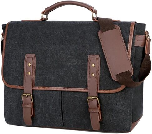 Women Vintage Briefcases Canvas Laptop Bags Portable Messenger Bag for Business Briefcase Shoulder Bag in Saudi Arabia
