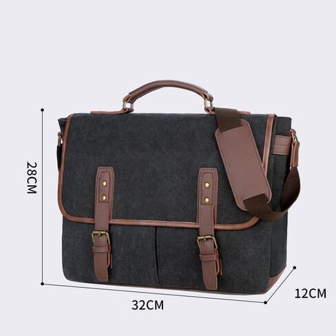 Women Vintage Briefcases Canvas Laptop Bags Portable Messenger Bag for Business Briefcase Shoulder Bag in Saudi Arabia