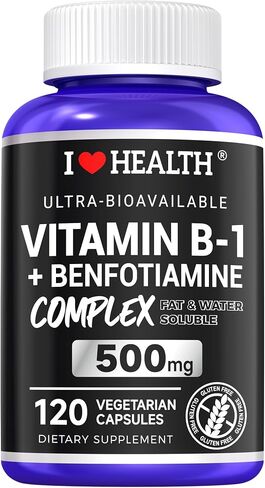 Benfotiamine 600mg Plus 20mg Vitamin B1 | 120 Veggie Capsules | Made in USA | 3rd Party Tested | Fat Soluble Vitamin B1 Thiamine Supplement | Non-GMO | Gluten Free in Saudi Arabia