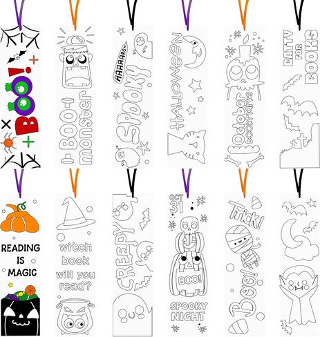 HAOORYX 75PCS Day of the Dead Color الخاص بك الإشارات المرجعية الخاصة بك ، أطفال تلوين DIY مرجعية فارغة اليوم المكسيكي من جائزة GOODI in Kuwait