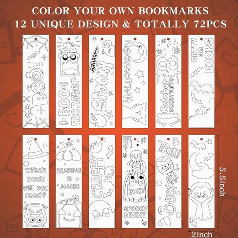 HAOORYX 75PCS Day of the Dead Color الخاص بك الإشارات المرجعية الخاصة بك ، أطفال تلوين DIY مرجعية فارغة اليوم المكسيكي من جائزة GOODI in Kuwait