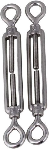 304 Stainless Steel Hook & Hook Turnbuckle Wire Rope Tension Turnbuckle Adjustable, M8 Thread Diameter, Heavy Duty Hook to Hook Turnbuckle, Adjustable Wire Rope Tensioner - (2PCS) in Saudi Arabia