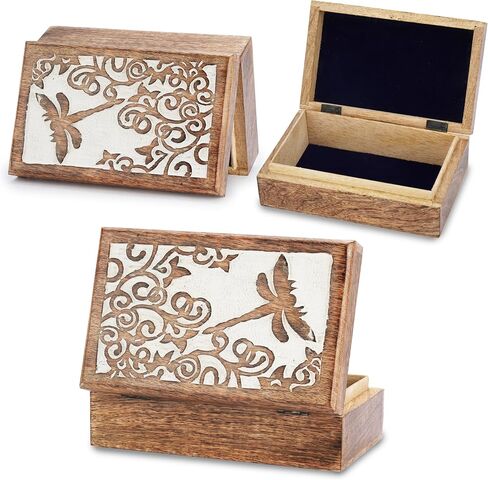 Ajuny Wooden Hand Carved Decorative Box with Celtic Tree Of Life Carvings White - Multipurpose Use As Jewelry Storage, Trinket Holder or Watch Box, Great For Gifts in Saudi Arabia
