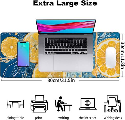 Abstract Shark Gaming Mouse Pad, Office Desk Mat, Anti-Slip Rubber Base Cool Aesthetic Mouse Pads for Computer Laptop Keyboard School Home Desktop Gamer Home Accessories Decor 31.5" x 11.8" in Saudi Arabia
