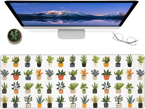 Potted Plant Branch Gaming Mouse Pad,12x31.5in Non-Slip Rubber Botanical Desk Mat,Large Extended Minimalist Mousepad for Office Home Laptop,Mice Pads Gifts,Game Lover Deskmat Decor in Saudi Arabia