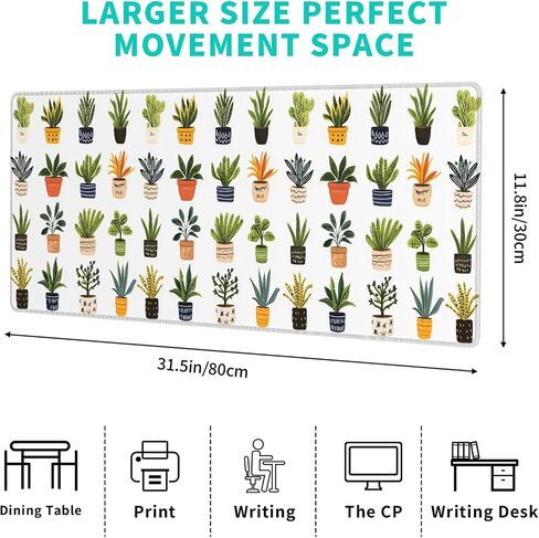 Potted Plant Branch Gaming Mouse Pad,12x31.5in Non-Slip Rubber Botanical Desk Mat,Large Extended Minimalist Mousepad for Office Home Laptop,Mice Pads Gifts,Game Lover Deskmat Decor in Saudi Arabia