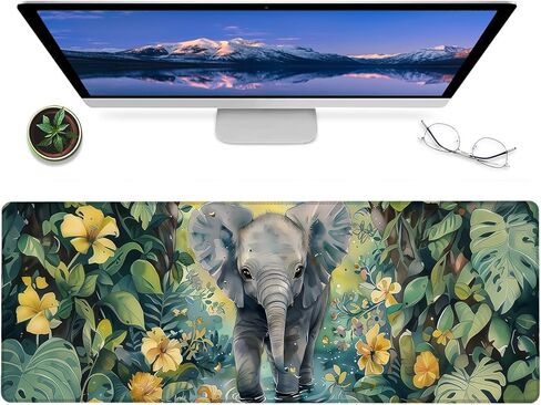 Potted Plant Branch Gaming Mouse Pad,12x31.5in Non-Slip Rubber Botanical Desk Mat,Large Extended Minimalist Mousepad for Office Home Laptop,Mice Pads Gifts,Game Lover Deskmat Decor in Kuwait