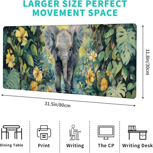 Potted Plant Branch Gaming Mouse Pad,12x31.5in Non-Slip Rubber Botanical Desk Mat,Large Extended Minimalist Mousepad for Office Home Laptop,Mice Pads Gifts,Game Lover Deskmat Decor in Kuwait