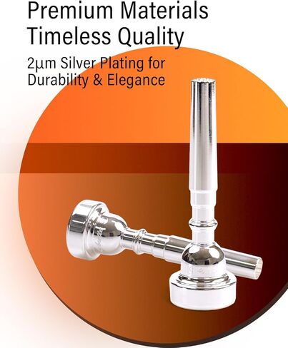 Libretto 7C Trumpet Mouthpiece, 2μm Silver Plated Bach Trumpet Mouthpiece w/Vacuum Packing, Compatible with C and B Trumpet, Designed for Beginners, Students, Intermediate Players in Kuwait
