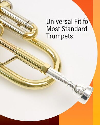 Libretto 7C Trumpet Mouthpiece, 2μm Silver Plated Bach Trumpet Mouthpiece w/Vacuum Packing, Compatible with C and B Trumpet, Designed for Beginners, Students, Intermediate Players in Kuwait