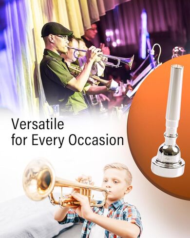 Libretto 7C Trumpet Mouthpiece, 2μm Silver Plated Bach Trumpet Mouthpiece w/Vacuum Packing, Compatible with C and B Trumpet, Designed for Beginners, Students, Intermediate Players in Kuwait