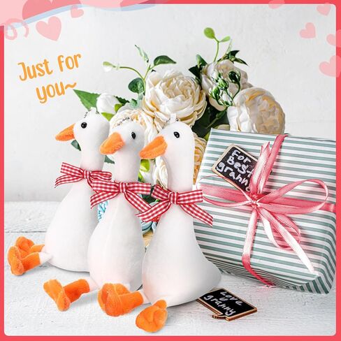 6 Pcs One Silly Goose Party Favors Stuffed Animal 6 Inch Plush White Silly Goose with Collar Soft Stuffed Funny Duck Doll Gifts for Birthday Supplies Home Decorations (Red Ribbon) in Saudi Arabia