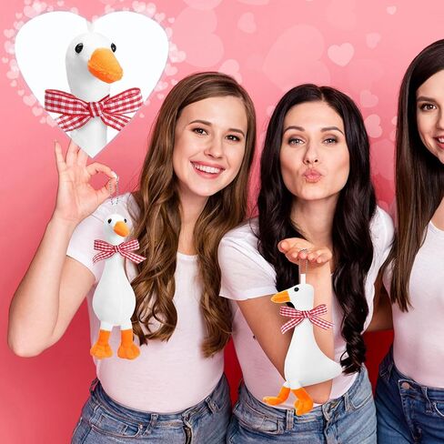 6 Pcs One Silly Goose Party Favors Stuffed Animal 6 Inch Plush White Silly Goose with Collar Soft Stuffed Funny Duck Doll Gifts for Birthday Supplies Home Decorations (Red Ribbon) in Saudi Arabia
