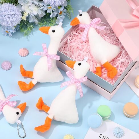 6 Pcs One Silly Goose Party Favors Stuffed Animal 6 Inch Plush White Silly Goose with Collar Soft Stuffed Funny Duck Doll Gifts for Birthday Supplies Home Decorations (Red Ribbon) in Saudi Arabia