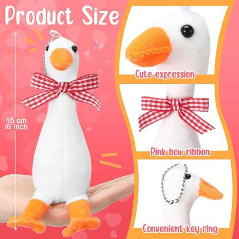 6 Pcs One Silly Goose Party Favors Stuffed Animal 6 Inch Plush White Silly Goose with Collar Soft Stuffed Funny Duck Doll Gifts for Birthday Supplies Home Decorations (Red Ribbon) in Saudi Arabia