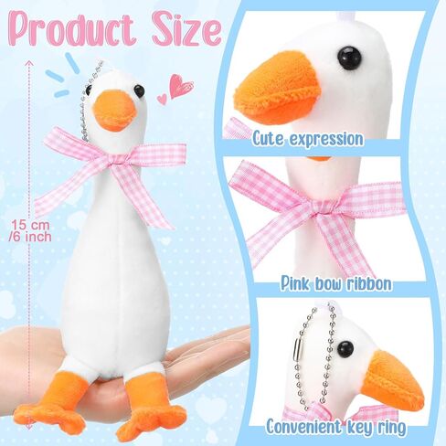 6 Pcs One Silly Goose Party Favors Stuffed Animal 6 Inch Plush White Silly Goose with Collar Soft Stuffed Funny Duck Doll Gifts for Birthday Supplies Home Decorations (Red Ribbon) in Saudi Arabia
