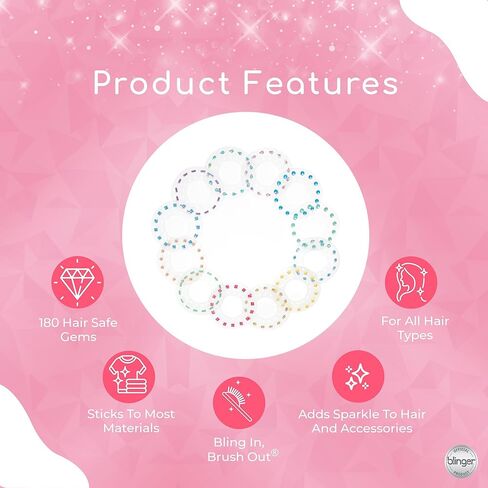 عبوة إعادة تعبئة مجموعة بلينجر جليمر | حفلة النوم | 12 قرص – 180 جوهرة | بلينغ في فرشاة خارج | أداة تصفيف الشعر (متعددة الألوان) in Kuwait