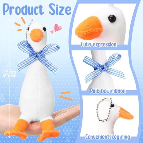 6 PCS One Silly Goose Party Favors محشوة حيوان 6 بوصة أفخم بيضاء أوزة سخيفة مع طوق ناعم محشو بالهدايا دمية بطة مضحكة لإمدادات أعياد الميلاد ديكورات المنزل (الشريط الأحمر) in Saudi Arabia